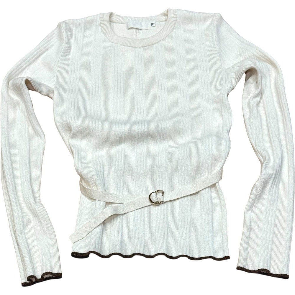MOUSSY Vintage MV Braid Attract Knit Sweater Ivory Belted Japan Med $380 RARE